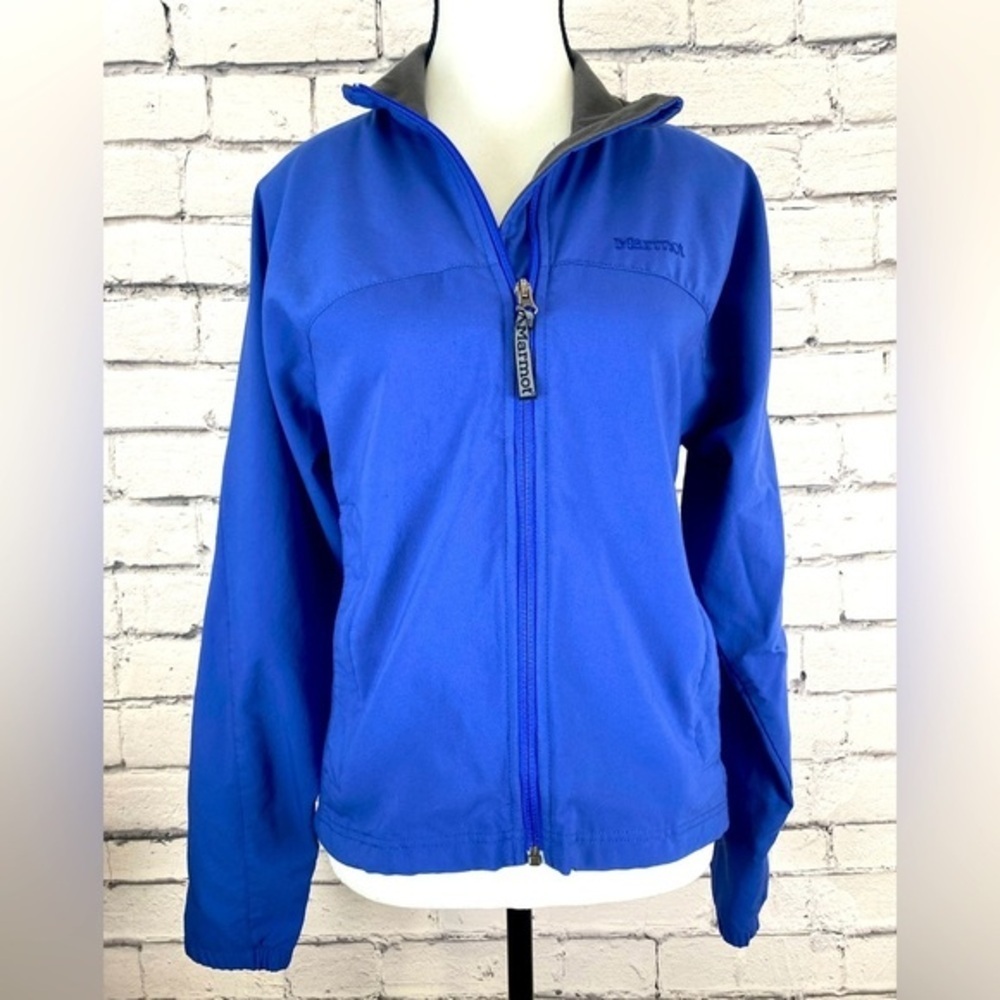 Marmot Blue Zip Up Windbreaker Rain Jacket size Medium